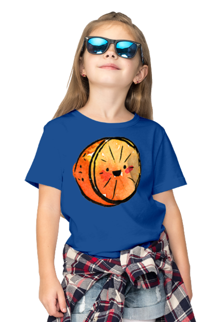 Футболка дитяча з принтом "Милий апельсин". Апельсин, літо, любий, смайлик. 2070702