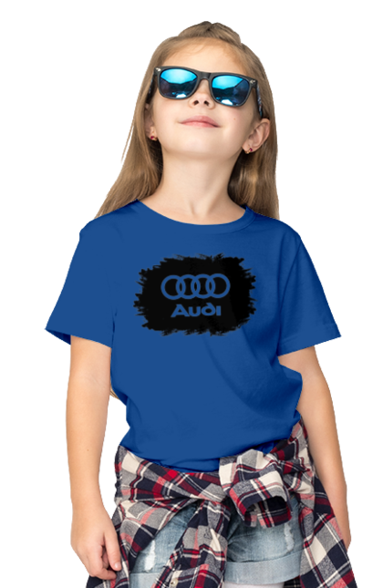 Футболка дитяча з принтом "Ауді чорний лого". Ауді, машини. 2070702