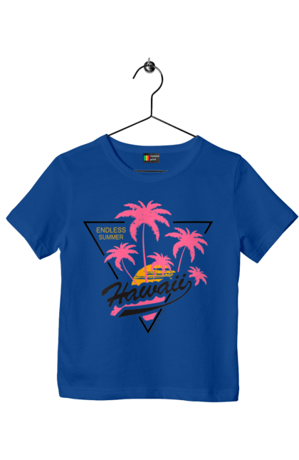 Футболка дитяча з принтом "Гаваї". Гаваї, пальми, сонце. 2070702