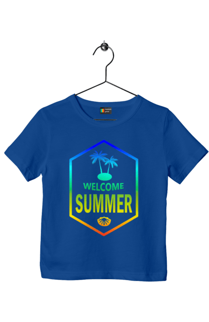 Футболка дитяча з принтом "Привіт літо 1". Градієнт, літо, привіт. 2070702