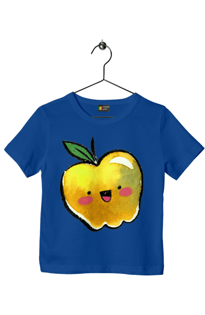Футболка дитяча з принтом "Миле жовте яблуко". Літо, миле, смайлик, яблуко. 2070702
