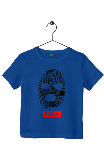 Футболка дитяча з принтом "Відбиток Робер". Балаклава, відбиток, обличчя. 2070702