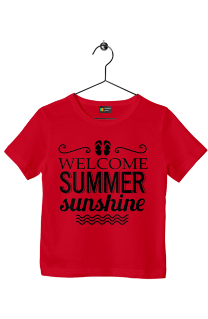 Футболка дитяча з принтом "Привіт літні заходи". Вьетнамки, літо, сонце. 2070702