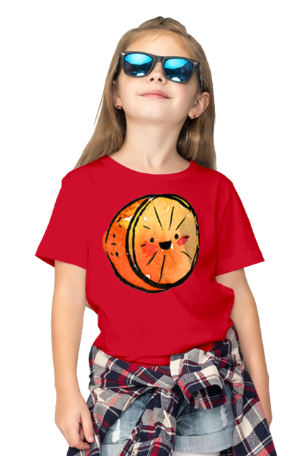 Футболка дитяча з принтом "Милий апельсин". Апельсин, літо, любий, смайлик. 2070702