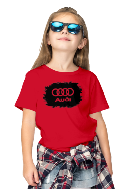 Футболка дитяча з принтом "Ауді чорний лого". Ауді, машини. 2070702