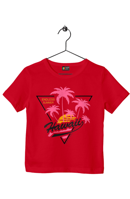 Футболка дитяча з принтом "Гаваї". Гаваї, пальми, сонце. 2070702