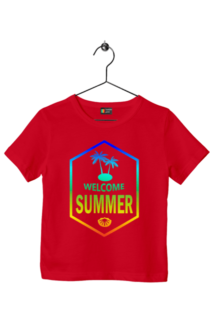 Футболка дитяча з принтом "Привіт літо 1". Градієнт, літо, привіт. 2070702