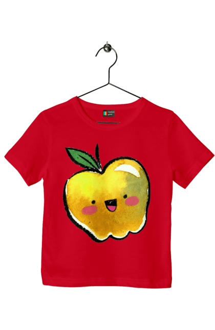 Футболка дитяча з принтом "Миле жовте яблуко". Літо, миле, смайлик, яблуко. 2070702