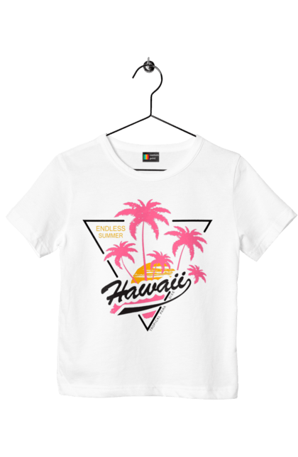 Футболка дитяча з принтом "Гаваї". Гаваї, пальми, сонце. 2070702