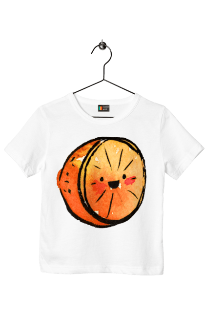 Футболка дитяча з принтом "Милий апельсин". Апельсин, літо, любий, смайлик. 2070702
