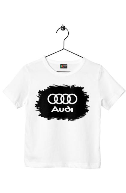 Футболка дитяча з принтом "Ауді чорний лого". Ауді, машини. 2070702