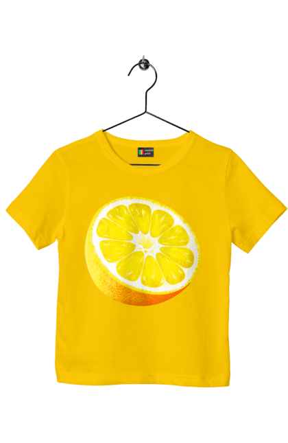 Children's t-shirt with prints Half of lemon. Freshness, lemon, summer. 2070702