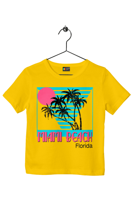 Футболка дитяча з принтом "Майамі Пальми". Захід, майамі, пальми, флоріда. 2070702