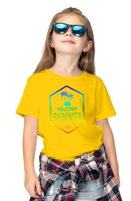 Children's t-shirt with prints Hi summer 1. Gradient, hi, summer. 2070702