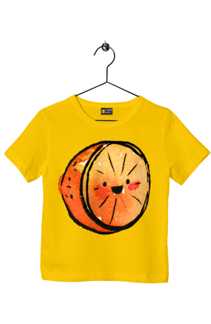 Children's t-shirt with prints Cute orange. Expensive, orange, smiley, summer. 2070702