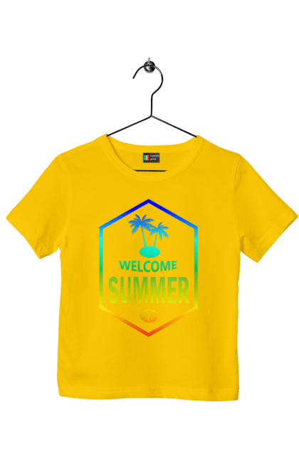 Children's t-shirt with prints Hi summer 1. Gradient, hi, summer. 2070702