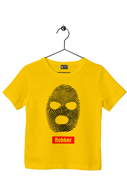 Футболка дитяча з принтом "Відбиток Робер". Балаклава, відбиток, обличчя. 2070702